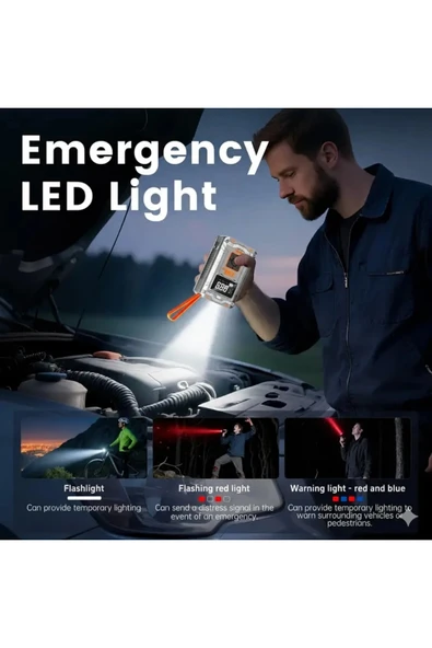 Blackbird MC6619 Dijital Ekranlı Taşınabilir Kablosuz Lastik Şişirme Pompası Powerbank, SOS Işığı, LED Fener, Otomatik B - 3