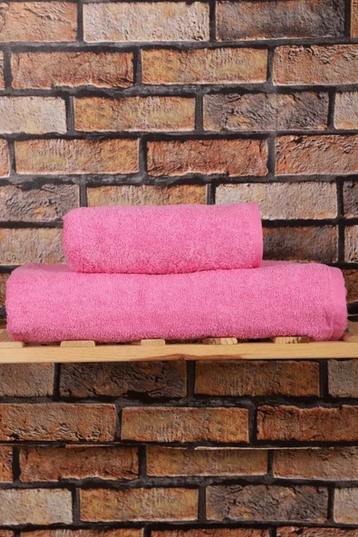 2 Parça %100 Pamuklu Soft Lüx Banyo Havlu Seti Pembe - 1