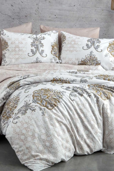 Çift Kişilik Nevresim Takımı Pamuklu Bej Asalet ürün görseli 1