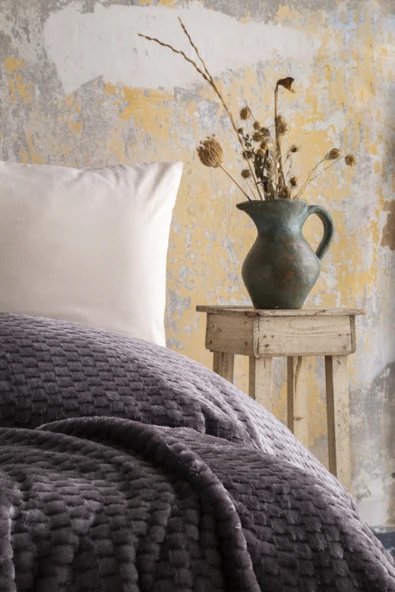 Tek Kişilik Trusty Antrasit Jakar Desen Battaniye 160x220 CM - Resim 3