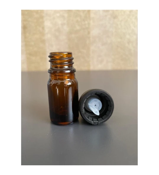 10ml kahvrengi şişe, içten damlalıklı kapak, 24 adet Siyah damlatmalı kapak, Esans şişesi, Boş şişe, Aroma Şişesi - 2