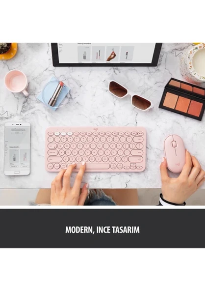 Logitech M350 Pebble Sessiz Kablosuz Kompakt Mouse - Pembe - 7