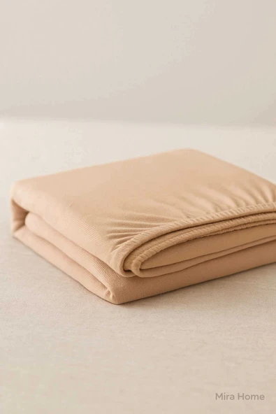 Çift Kişilik Düz Penye  %100 Pamuklu Lastikli Çarşaf 180X200 Newsheet Kahverengi - 3