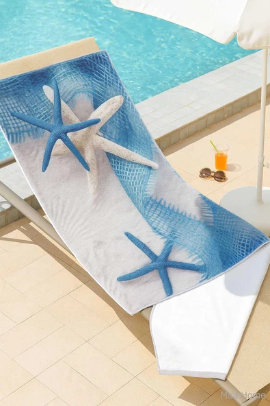 SeaDream Tropikal Desenli Plaj Havlusu 70X140 Cm Starfish - 2