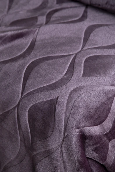 Çift Kişilik Mercy Mürdüm Embos Desen Battaniye - 2