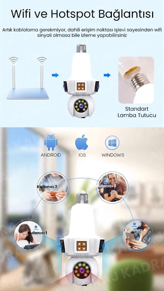 Ampül Kamera, WIFI, 9MP, Alarm, Uzaktan İzleme, Hareket Tabiki, Anlık Bildirim,Gece Görüşü, Kablosuz - 5