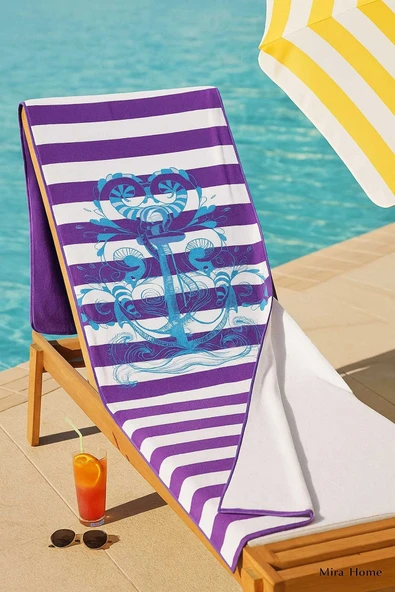 SeaDream Tropikal Desenli Plaj Havlusu 70X140 Cm Çapa - 2