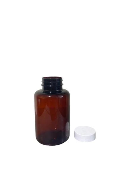 250ml kahverengi tablet şişesi beyaz kapak, 24 adet, tablet şişesi, ecza şişesi, kozmetik şişe - 2