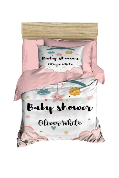 Yenidoğan Kız Bebek Nevresim Takımı %100 Pamuklu  Baby Shower White