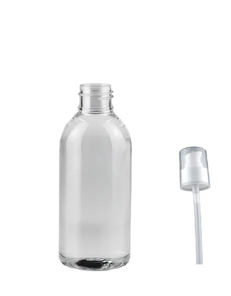 150ml şeffaf serum pompalı pet şişe, 24 adet, serum şişesi, pompalı şişe, medikal şişe, kozmetik şişesi, plastik şişe ürün görseli