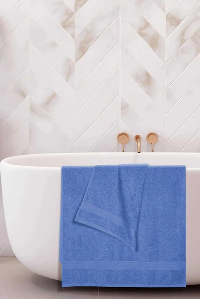 2 li Banyo Havlu Takımı %100 Pamuklu Dry Mavi - 2