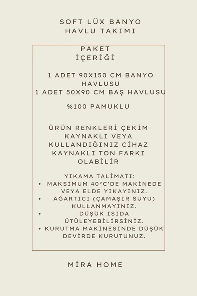2 Parça %100 Pamuklu Soft Lüx Banyo Havlu Seti Mavi - 2