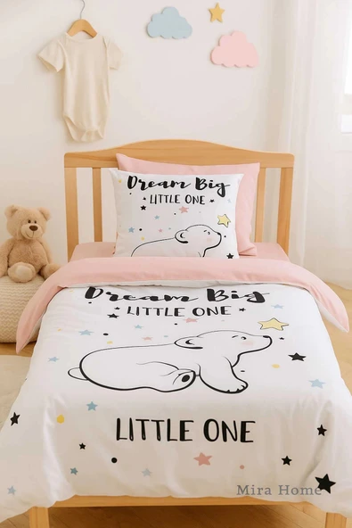 Dijital Baskılı 3d Pamuklu Yenidoğan Bebek Nevresim Takımı Dream Big - 3