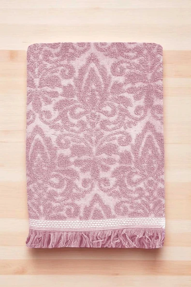 2 Parça Jakarlı Banyo Havlu Takımı %100 Pamuklu 90x150 Cm Arden Pembe - 2