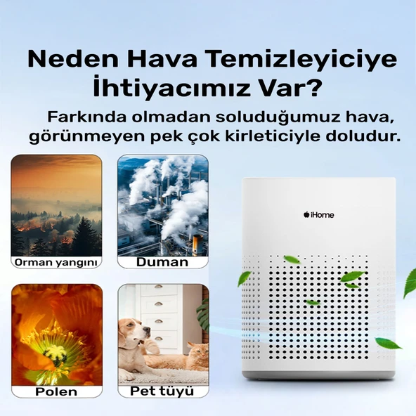 NPO iHome ARP1 Hepa-Aktif Karbon Filtreli 100m3/h Işıklı Ultra Sessiz Air Purifier Hava Temizleyici - Resim 6