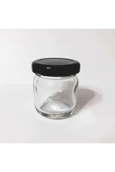 40 Cc. Mini Kavanoz - Cam Kavanoz - Siyah Kapaklı - 72 Li Paket