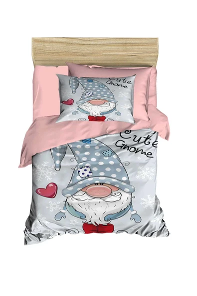 Dijital Baskılı 3d Pamuklu Yenidoğan Bebek Nevresim Takımı Cute Gnome Pink - 2