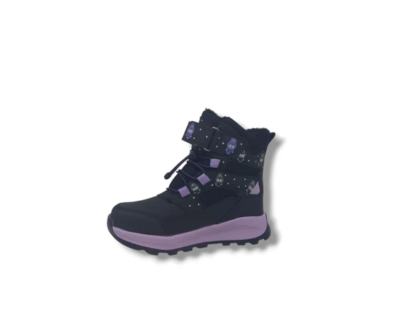 Zerhan 054 Kız Çocuk Siyah Lila Cırt Cırtlı Treking Bot - Resim 2