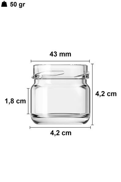 29 ml Metal Siyah Kapaklı 29 Cc Küçük Numune Cam Kavanoz 6 Adet - 2