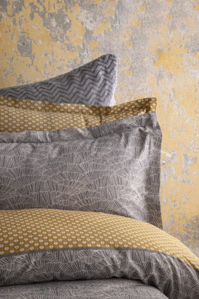 Çift Kişilik Paolina Gri Yatak Örtülü Nevresim Set - 2