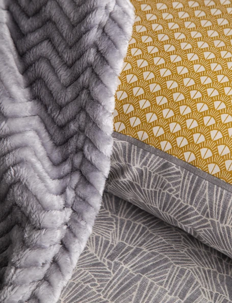 Çift Kişilik Paolina Gri Yatak Örtülü Nevresim Set - 3