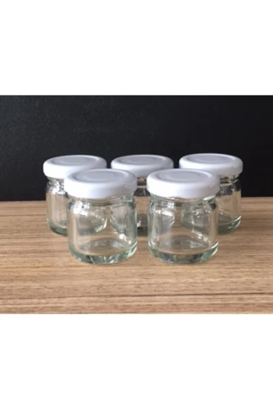 105 Adet 40 Cc Cam Kavanoz - Beyaz Kapak Hediyelik Hobi Düğün Nişan Mini Kavanoz ürün görseli