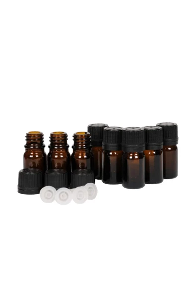 Spain 10 Adet 5 ml Medikal Kahverengi Kehribar(AMBER) Cam Şişe ( Içten Damlalıklı 5 Cc )