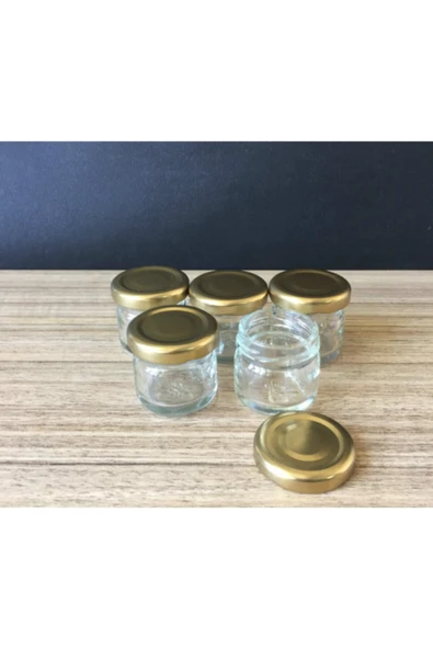 - 50 Adet 29 Cc Cam Kavanoz - Gold Kapak - Hediyelik , Hobi , Düğün, Nişan-mini Kavanoz