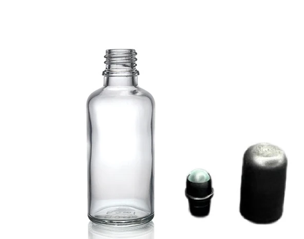50ml şeffaf cam şişe roll-on şişe, 50 adet, bilye başlıklı şişe, cam şişe, roll-on şişesi - 2