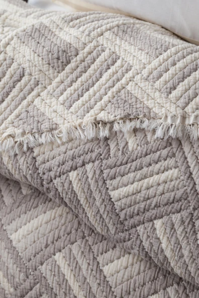 Tek Kişilik Sevilla Bej Yatak Örtüsü Takımı - Resim 3