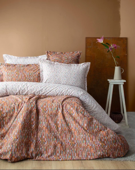 Tek Kişilik Leros Teracotta Nevresim Takımı