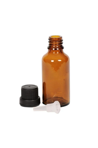 Spain 20 Adet 20 ml Medikal Kahverengi Boş Kehribar(AMBER) Cam Şişe ( Içten Damlalıklı 20 Cc ) - 3