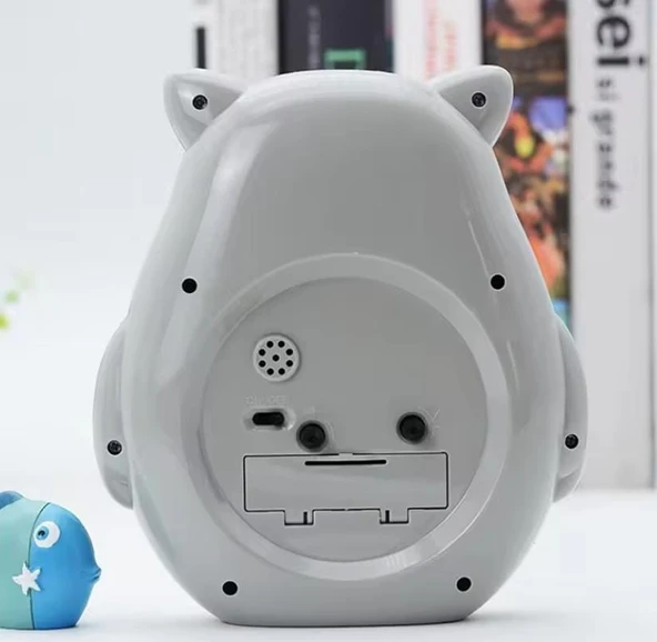 Baykuş Büyük Boy Sevimli Baykuş Saat Çocuk odası saati gri renk - 3