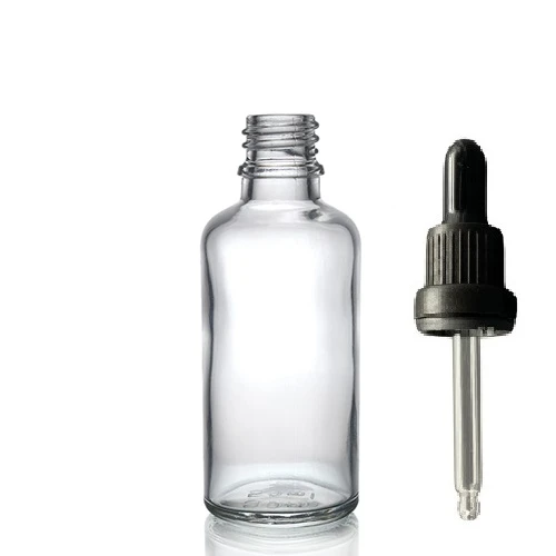 50ml şeffaf cam damlalıklı 12 adet, Siyah Kapak, Ecza şişesi, Damlalıklı şişe, propolis şişesi, damlatmalı şişe, saç serum şişesi, ecza şişesi ürün görseli 1