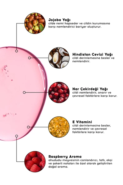 Cream Co. Dudak Parlatıcısı Nemlendirici Besleyici Lip Oil Gloss | Dudak Yağı | Ahududu Aromalı | E Vitamini - 3