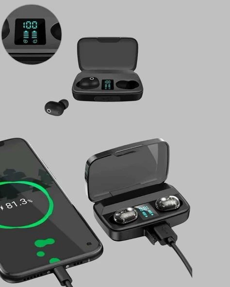 Dokunmatik Kontrollü ABS Malzemeli Bluetooth Kulaklık + Yüksek Kapasiteli Kutu - 5