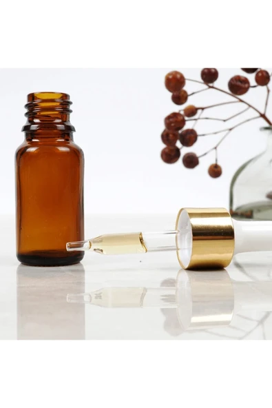 20ml - Amber Damlalıklı Kahverengi Cam Şişe - (10 ADET) - 3