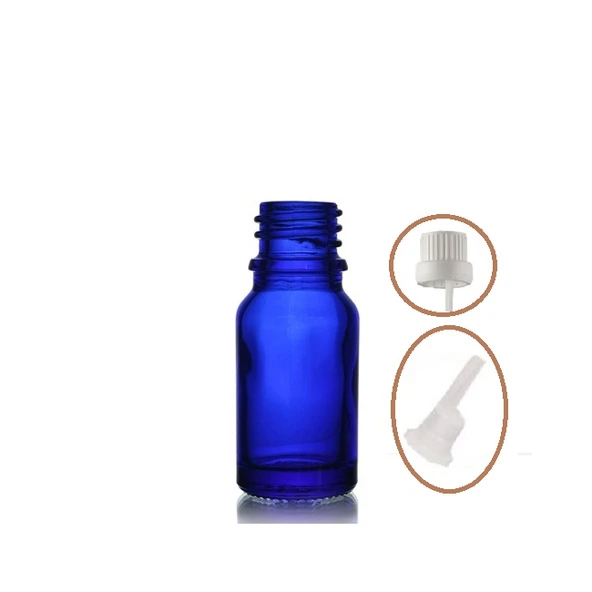 20ml mavi cam içten damlalıklı şişe beyaz kapak, 24 adet, damlalıklı şişe, damlatmalı şişe