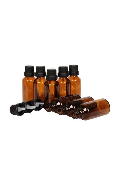 Spain 20 Adet 20 ml Medikal Kahverengi Boş Kehribar(AMBER) Cam Şişe ( Içten Damlalıklı 20 Cc )