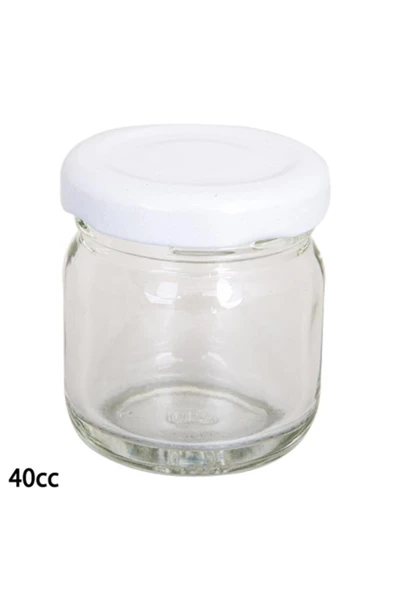 Cam Kavanoz 40cc Boş Şişe 50 Adet Nikah Şekeri Mum Beyaz Metal Kapaklı Şişeler ürün görseli