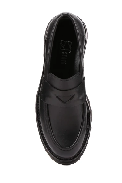 Stato - Siyah Hakiki Deri Kadın Loafer 25-AD1120 - Resim 6