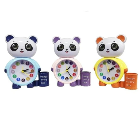 Panda Tasarımlı Saat Kalemlik Kızlar ve Erkekler İçin Yatak Odaları ve Oyun Odaları Saat mavi renki - 5