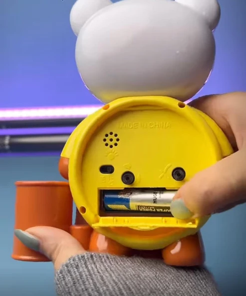 Panda Tasarımlı Saat Kalemlik Kızlar ve Erkekler İçin Yatak Odaları ve Oyun Odaları Saati sarı renk - 4