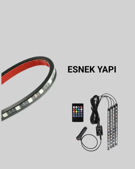 RGB Geçişli 4 Parça Araç İçi Aydınlatma - 3