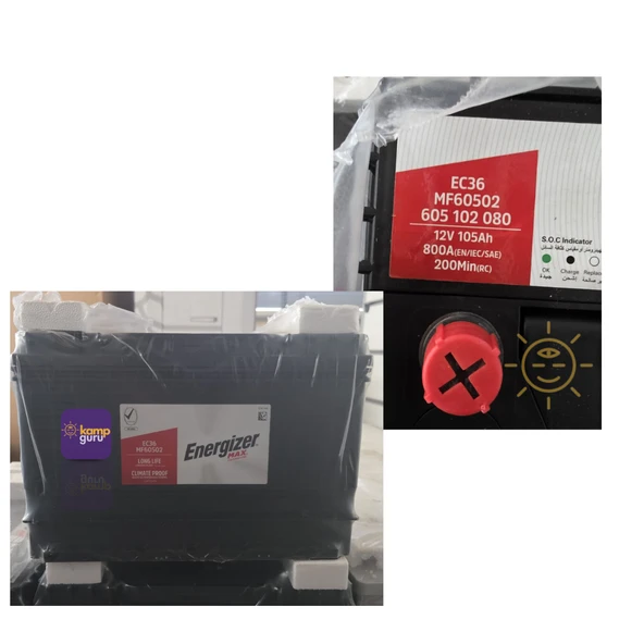 Energizer 12 Volt 105 Amper Commercial Deep Cycle sulu akü ürün görseli 1