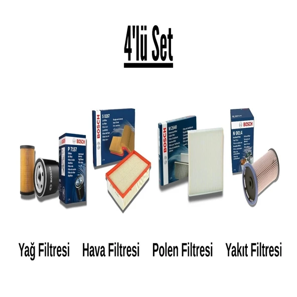 Bosch VW Polo 1.4 TDI 2003-2009 4'lü Karbonlu Filtre Bakım Seti ürün görseli 1