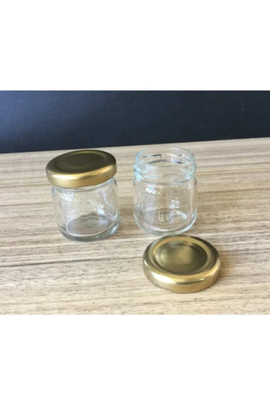 105 Adet 40 Cc Cam Kavanoz Gold Kapak Hediyelik Hobi Düğün Nişan Mini Kavanoz ürün görseli