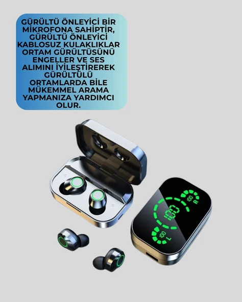 Gürültü Engelleyici Bluetooth Kulaklık – Akıllı Ekranlı, HiFi Ses Kalitesi - 3
