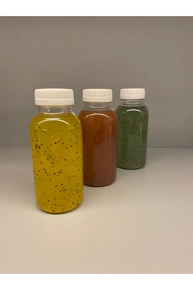 23 Adet 250 ml Yuvarlak Detox, Meyve Suyu, Sporcu, Diyet Içecek-boş Pet Şişe(BEYAZ KİLİTLİ KAPAKLI) - 2