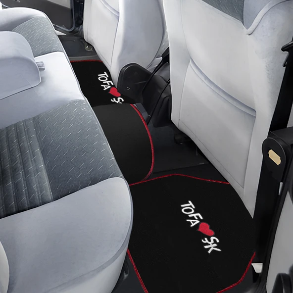 Tofaş Şahin Doğan Kartal Uyumlu Kırmızı Şeritli 5 Parça Nakışlı Oto Halı Paspas Seti / Ön Arka Takım - Resim 5